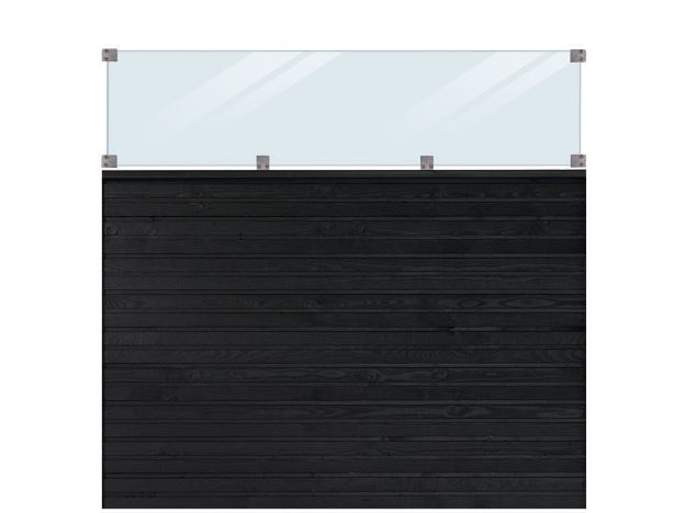 Bild von Plus Plank Profilzaun mit Glas und Fichte schwarz 174 x 163 cm