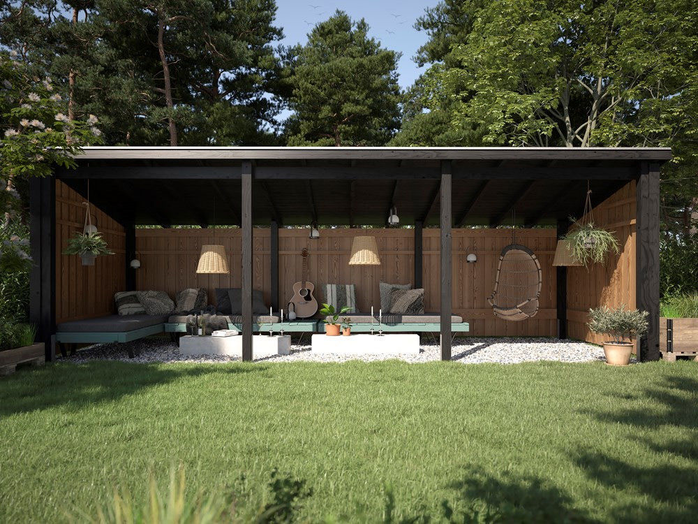 Plus Gartengebäude Nordic Multihaus offen 635 x 218 cm mit Dachpappe