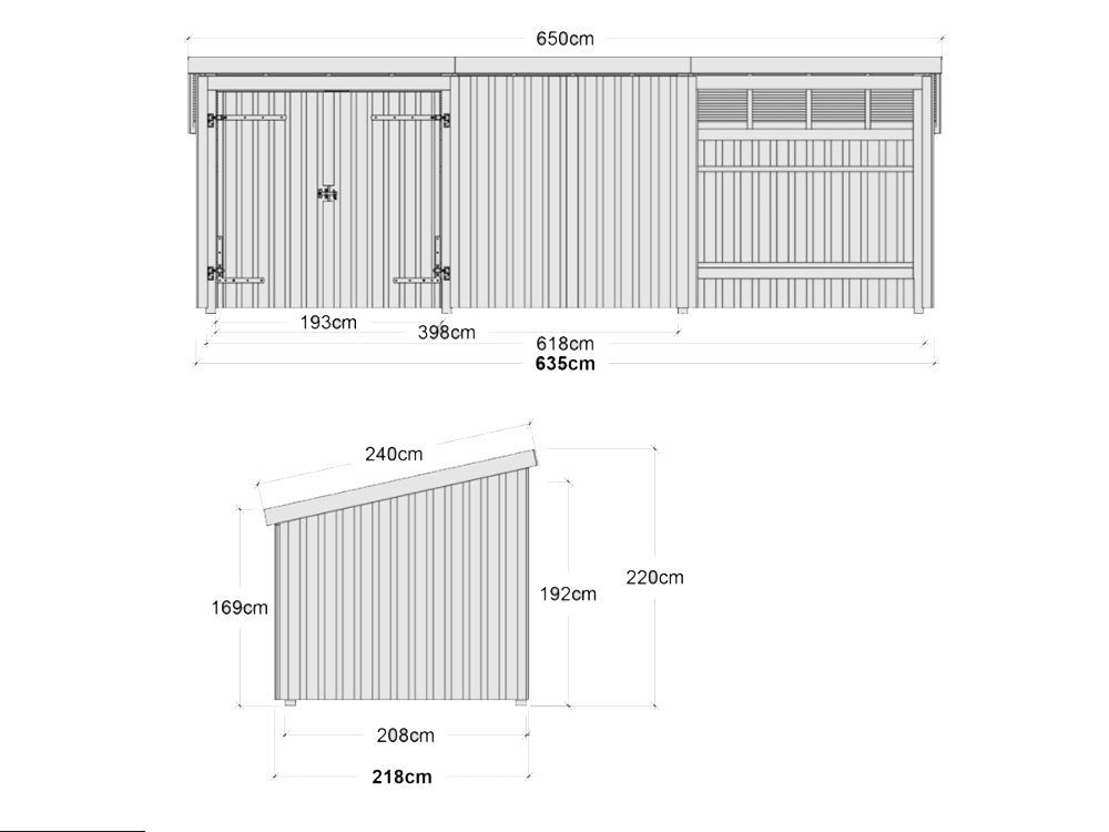 Plus Gartengebäude Nordic Multihaus offen 635 x 218 cm mit Dachpappe