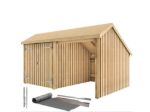 Bild von Plus Gartengebäude Multihaus offen mit Doppeltor 432 x 248 cm - Dachpappe, Aluleisten und Bodenanker
