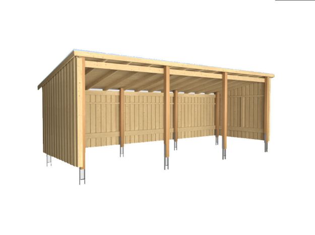 Bild von Plus Gartengebäude Nordic Multihaus offen 635 x 218 cm  - Dachpappe, Aluleisten und Bodenanker