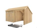 Bild von Plus Gartengebäude Multihaus offen mit Doppeltor 432 x 248 cm - Dachpappe und Aluleisten