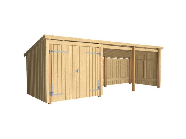 Immagine di Plus Gartengebäude Nordic Multihaus offen mit Doppeltor 635 x 218 cm