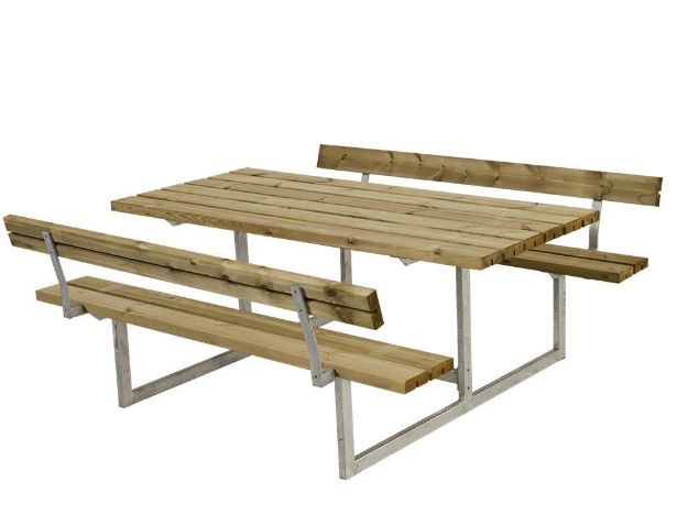 Bild von Plus Basic Picknicktisch mit 2 Rückenlehnen Kiefer-Fichte druckimprägniert 177 x 184 cm