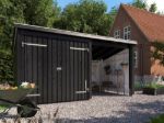 Bild von Plus Gartengebäude Nordic Multihaus offen mit Doppeltor 432 x 218 cm - Dachpappe, Aluleisten und Bodenanker