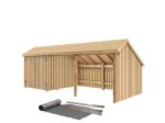 Bild von Plus Gartengebäude Multihaus offen mit Doppeltor 635 x 248 cm - Dachpappe und Aluleisten
