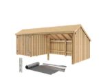 Bild von Plus Gartengebäude Multihaus offen mit Doppeltor 635 x 248 cm - Dachpappe und Aluleisten