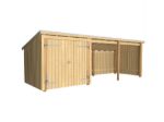 Bild von Plus Gartengebäude Nordic Multihaus offen mit Doppeltor 635 x 218 cm - Dachpappe und Aluleisten