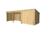 Bild von Plus Gartengebäude Nordic Multihaus offen mit Doppeltor 635 x 218 cm - Dachpappe und Aluleisten