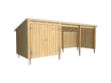 Bild von Plus Gartengebäude Nordic Multihaus offen mit Doppeltor 635 x 218 cm - Dachpappe, Aluleisten und Bodenanker