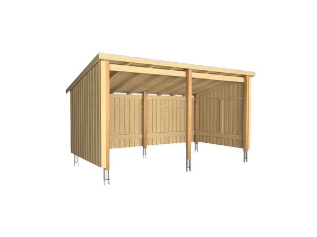 Bild von Plus Gartengebäude Nordic Multihaus offen 432 x 218 cm - Dachpappe, Aluleisten und Bodenanker