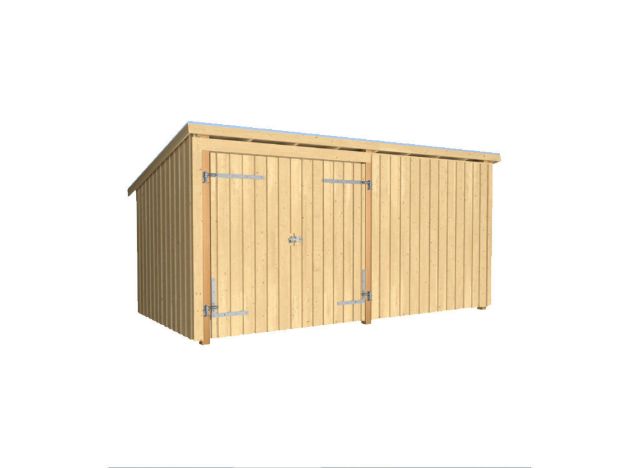 Bild von Plus Gartengebäude Nordic Multihaus geschlossen mit Doppeltüre 432 x 218 cm - Dachpappe und Aluleiste