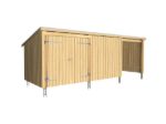 Image de Plus Gartengebäude Nordic Multihaus ein Drittel offen mit Doppeltor 635 x 218 cm - Dachpappe, Aluleisten und Bodenanker