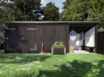 Image de Plus Gartengebäude Nordic Multihaus ein Drittel offen mit Doppeltor 635 x 218 cm - Dachpappe, Aluleisten und Bodenanker