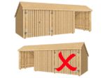 Bild von Plus Gartengebäude Multihaus ein Drittel offen mit Doppeltor 635 x 248 cm - Dachpappe, Aluleisten und Bodenanker