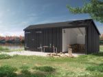 Bild von Plus Gartengebäude Multihaus ein Drittel offen mit Doppeltor 635 x 248 cm - Dachpappe, Aluleisten und Bodenanker
