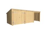 Bild von Plus Gartengebäude Nordic Multihaus ein Drittel offen mit Doppeltor 635 x 218 cm - Dachpappe und Aluleisten
