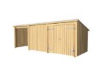 Bild von Plus Gartengebäude Nordic Multihaus ein Drittel offen mit Doppeltor 635 x 218 cm - Dachpappe und Aluleisten