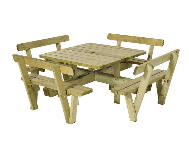 Bild von Plus Picknicktisch 4-eckig mit Rückenlehne 237 cm