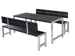 Image de Plus Plankengarnitur 186 cm mit Tisch, 2 Bänken und Rückenlehnen schwarz