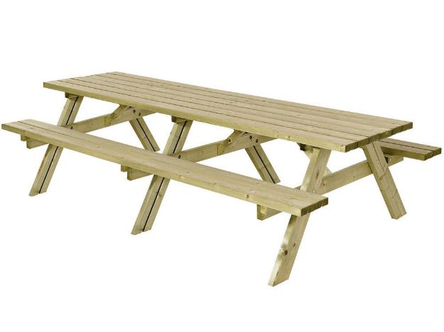 Immagine di Plus Picknicktisch mit Klappsitzen Kiefer-Fichte imprägniert 300 cm