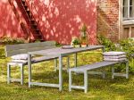 Bild von Plus Plankengarnitur 186 cm mit Tisch, 2 Bänken und Rückenlehnen graubraun
