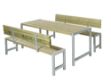Image de Plus Plankengarnitur 186 cm mit Tisch,  2 Bänken und Rückenlehnen druckimprägniert