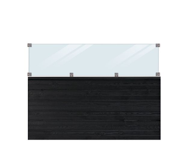 Bild von Plus Plank Profilzaun mit Glas und Fichte schwarz 174 x 125 cm