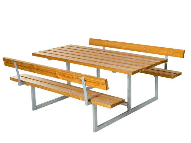 Image de Plus Basic Picknicktisch mit 2 Rückenlehnen Lärche unbehandelt 177 x 184 cm