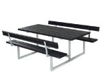 Immagine di Plus Basic Picknicktisch mit 2 Rückenlehnen Kiefer-Fichte schwarz 177 x 184 cm