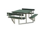 Immagine di Plus Twist Sitzgruppe Picknicktisch mit 2 Rückenlehnen Retex Upcycling grün 204 cm