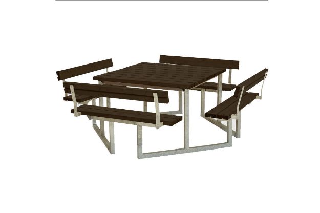 Immagine di Plus Twist Sitzgruppe Picknicktisch Kiefer-Fichte mit 4 Rückenlehnen schwarz  227 cm