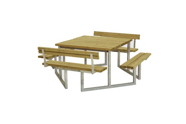 Bild von Plus Twist Sitzgruppe Picknicktisch mit 2 Rückenlehnen Kiefer-Fichte druckimprägniert 204 cm