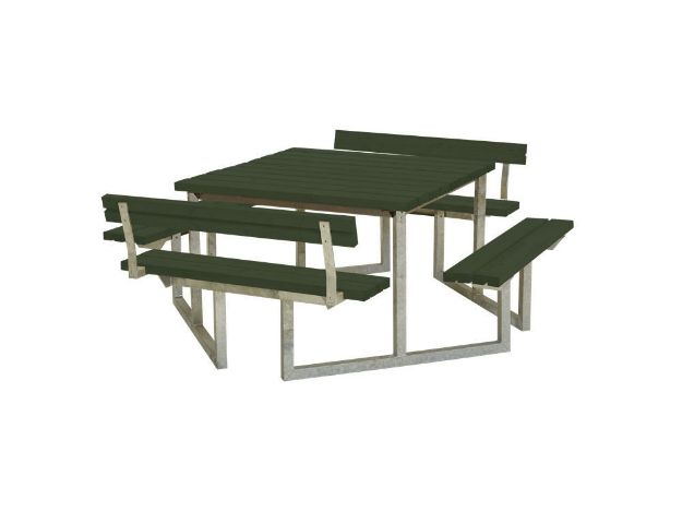 Bild von Plus Twist Sitzgruppe Picknicktisch Kiefer-Fichte mit 2 Rückenlehnen grün 204 cm