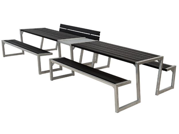 Bild von Plus Zigma Picknicktisch mit Verbindungsmodul Kiefer-Fichte schwarz 392 cm