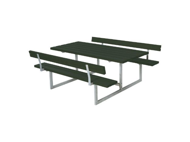 Bild von Plus Basic Picknicktisch mit 2 Rückenlehnen Kiefer-Fichte grün 177 x 184 cm
