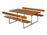 Immagine di Plus Basic Picknicktisch mit 2 Rückenlehnen teakfarben 177 x 184 x 73 cm