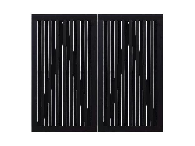 Image de Plus Nagano Sichtschutztüre Doppeltor Kiefer-Fichte schwarz 200 × 180 cm