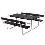 Image de Plus Classic Picknicktisch mit 2 Rückenlehnen Kiefer-Fichte schwarz 177 x 177 cm