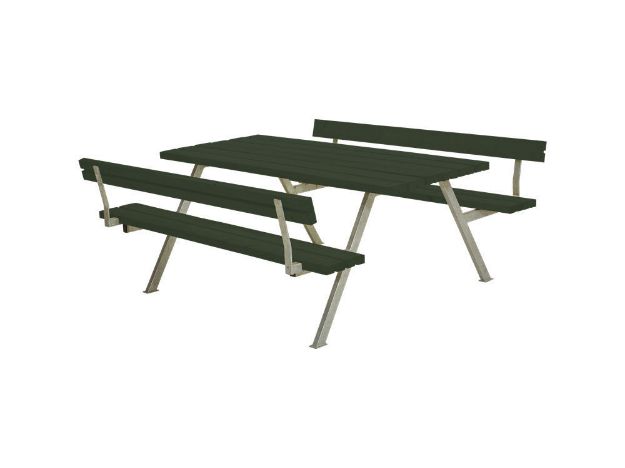 Bild von Plus Alpha Picknicktisch mit 2 Rückenlehnen Kiefer-Fichte grün 177 x 185 x 73 cm