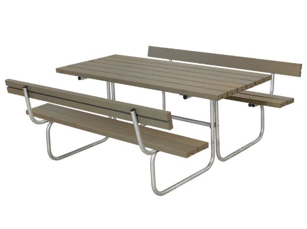 Image de Plus Classic Picknicktisch mit 2 Rückenlehnen Kiefer-Fichte graubraun 177 x 177 cm