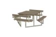 Immagine di Plus Twist Sitzgruppe Picknicktisch mit 2 Rückenlehnen Kiefer-Fichte graubraun 204 cm