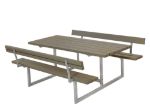 Bild von Plus Basic Picknicktisch mit 2 Rückenlehnen Kiefer-Fichte graubraun 177 x 184 cm