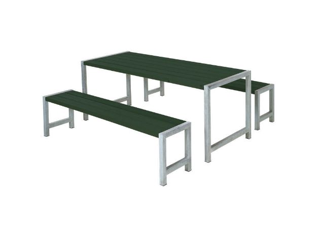Immagine di Plus Plankengarnitur 186 cm mit Tisch und 2 Bänken grün