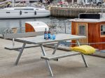 Bild von Plus Alpha Picknicktisch mit 2 Rückenlehnen Kiefer-Fichte graubraun 177 x 185 x 73 cm