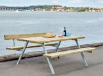 Image de Plus Alpha Picknicktisch mit 2 Rückenlehnen Kiefer-Fichte graubraun 177 x 185 x 73 cm