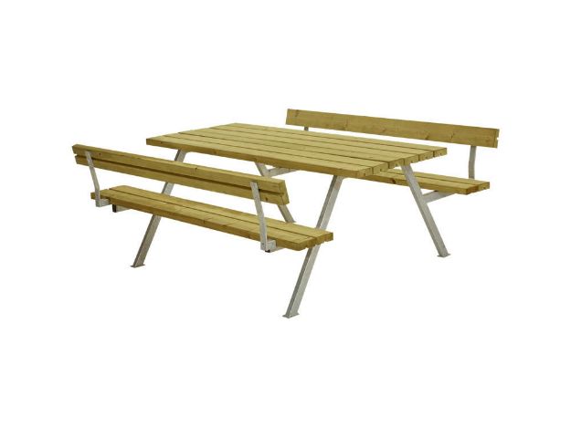 Image de Plus Alpha Picknicktisch mit 2 Rückenlehnen Kiefer-Fichte druckimprägniert 177 x 185 x 73 cm