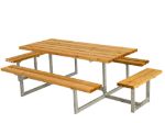 Image de Plus Basic Picknicktisch mit 2 Anbausätzen Lärche unbehandelt 260 x 160 cm