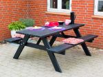 Immagine di Plus Picknicktisch mit Klappsitzen Kiefer-Fichte schwarz 177 cm