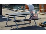 Immagine di Plus Alpha Picknicktisch mit 2 Rückenlehnen Kiefer-Fichte schwarz 177 x 185 x 73 cm